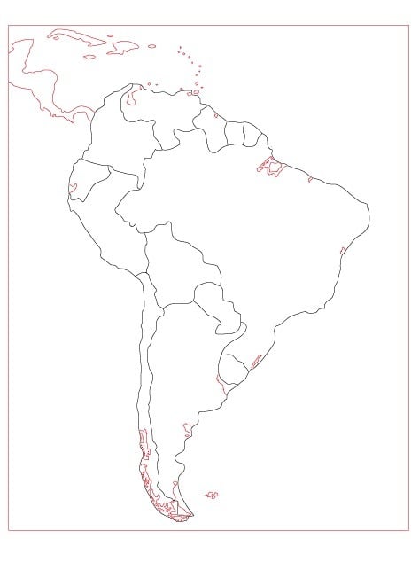 Montessori puzzle map of South America for laser cutting