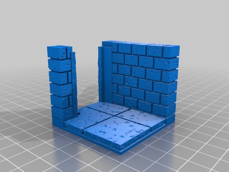 OpenForge 2.0 Cut Stone Wall Angle with Square Door