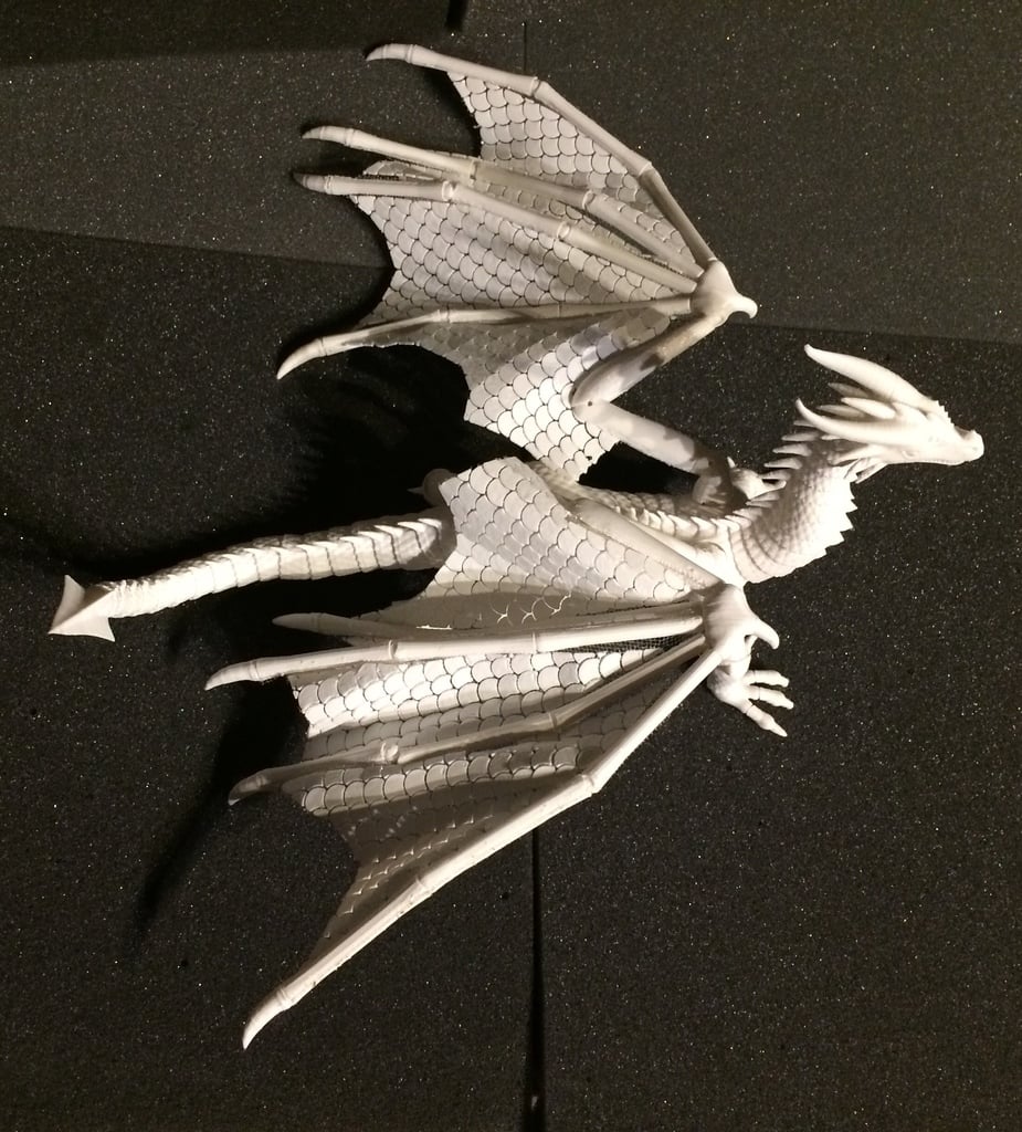 Seven the Articulated Dragon scale fabric wing 3d printed