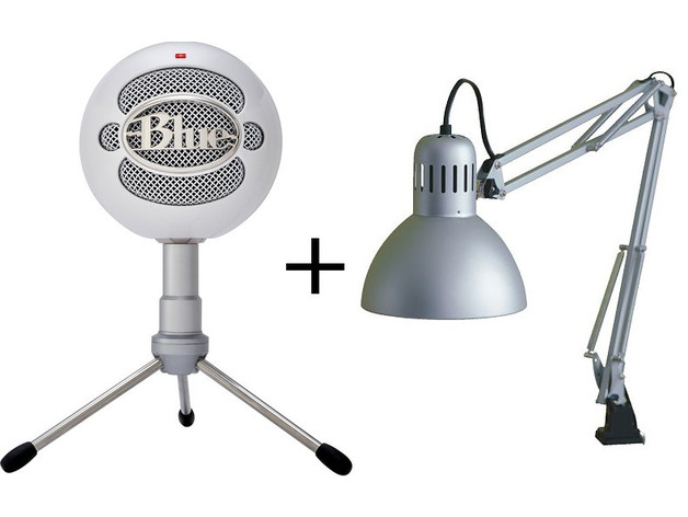 Blue Snowball to ikea lamp arm mount.