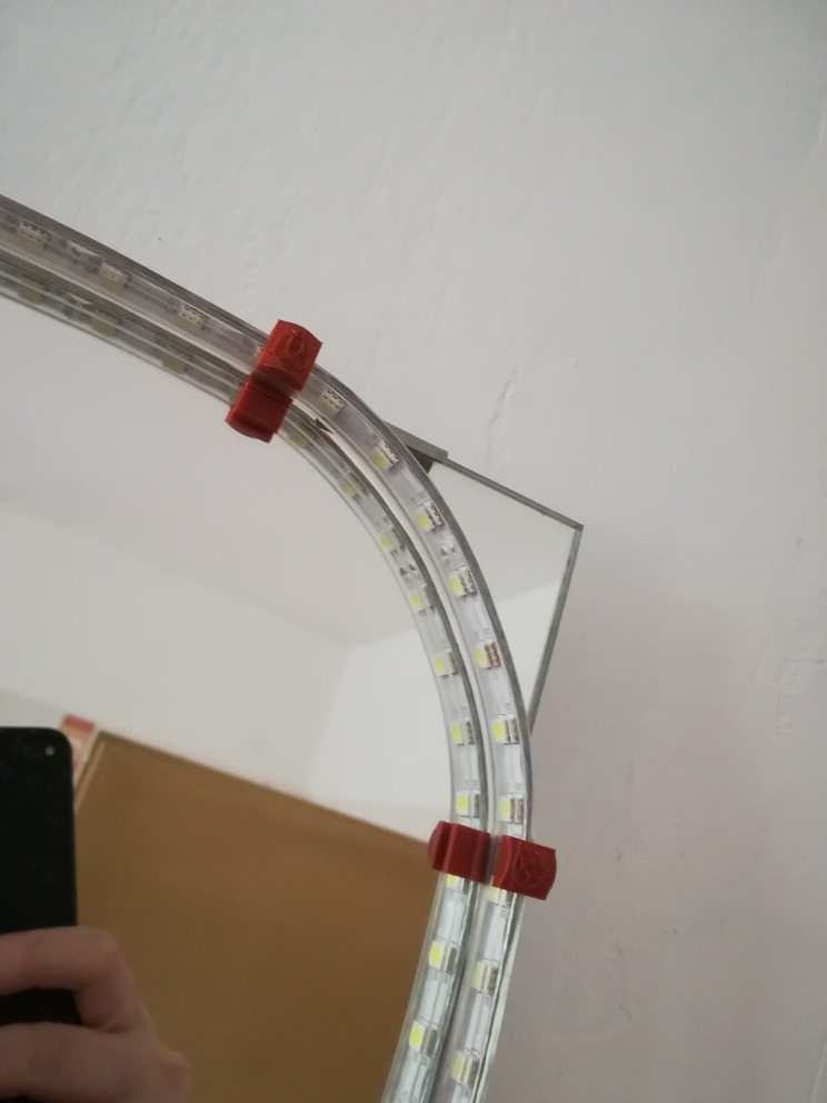 Led strip mirror holder