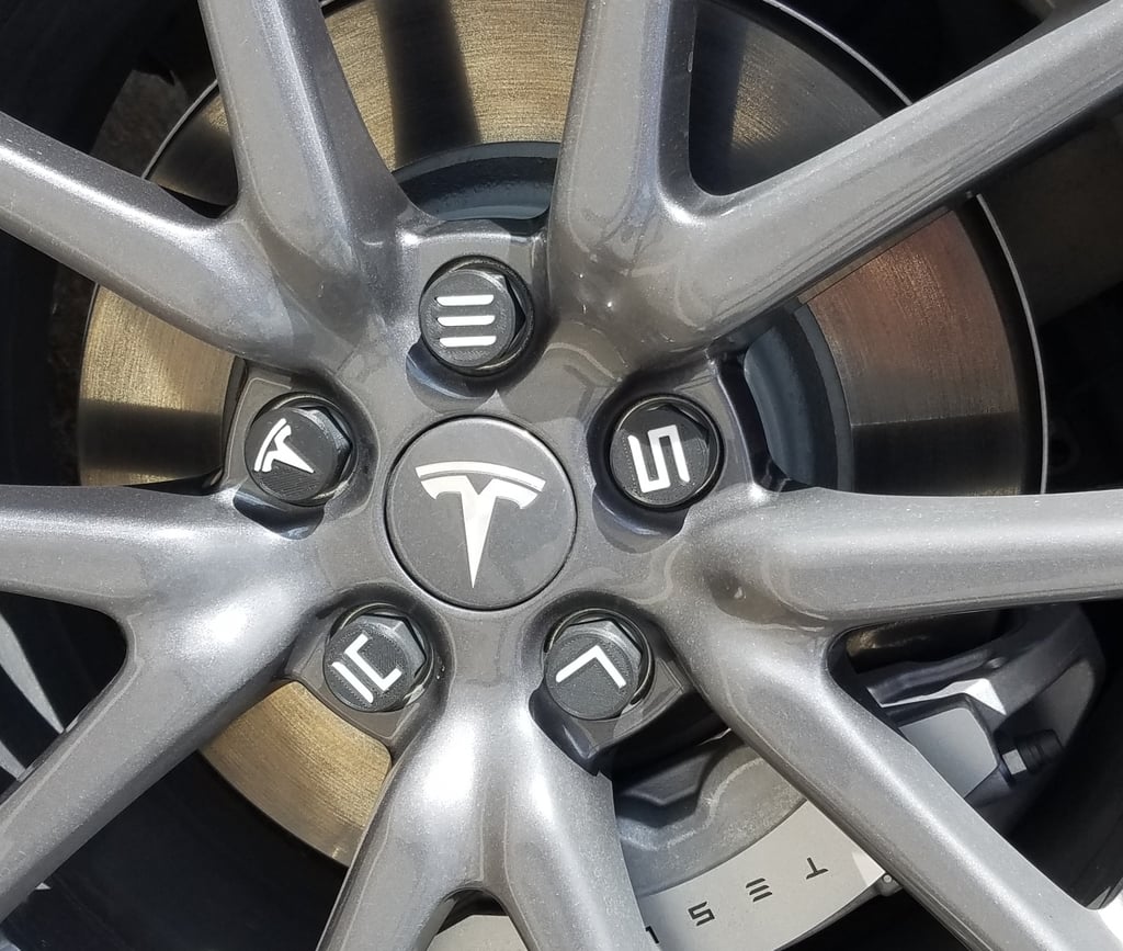 Tesla lug nut cap for aero wheels