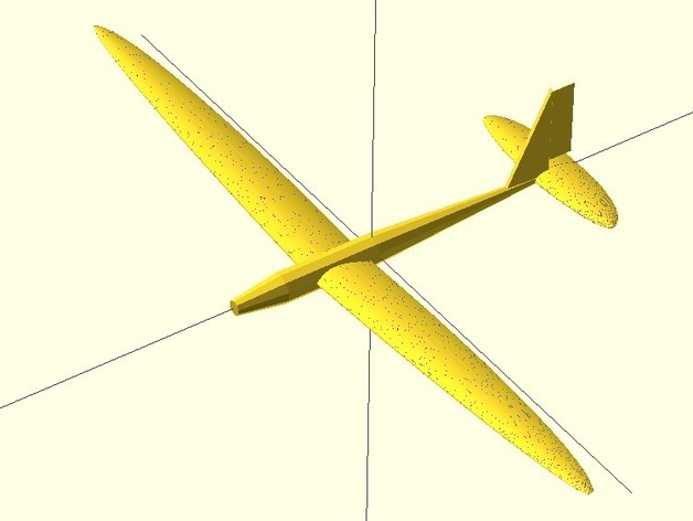 Model glider with parametric wings
