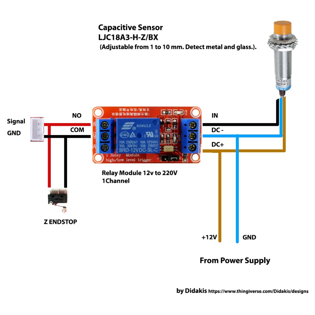 Diagram for capacitive sensor with relay module