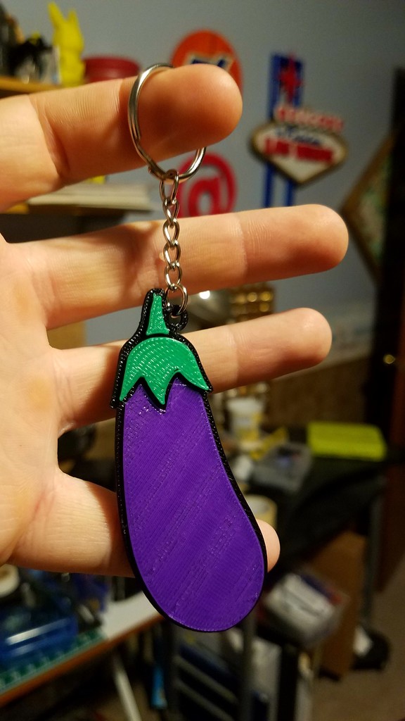 Eggplant Emoji Keychain