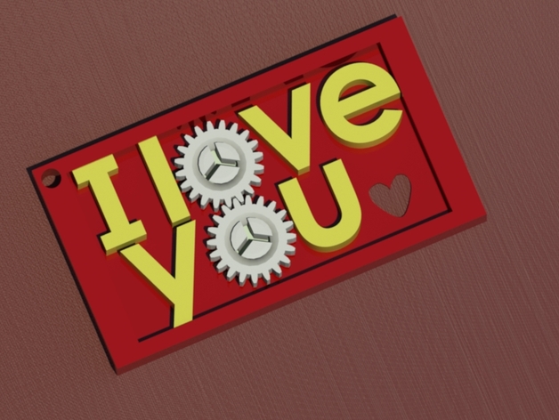 "I love you" keychain with Moving Parts