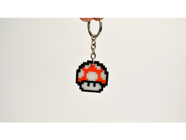 8bit Mario Mushroom Keychain