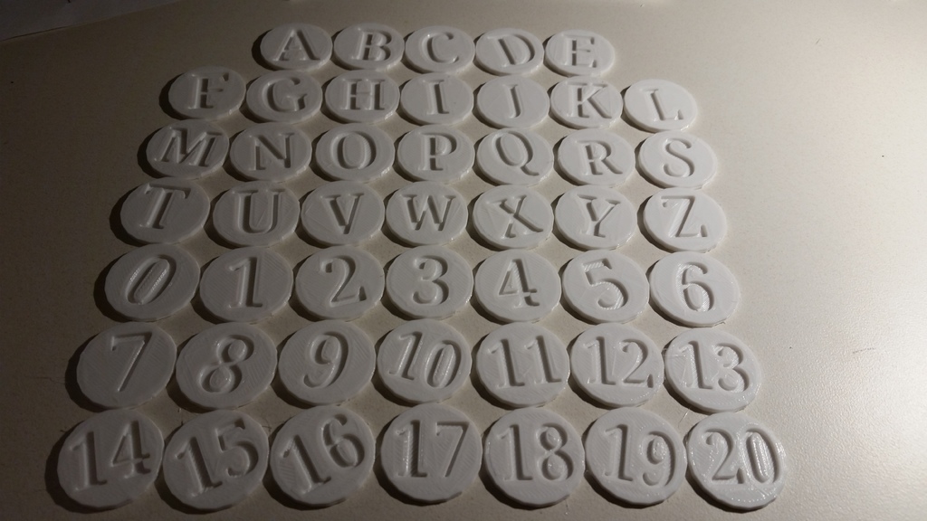 Simple Letter and Number Tokens
