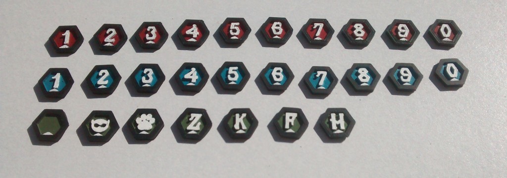 Hexagonal Numbered Tokens
