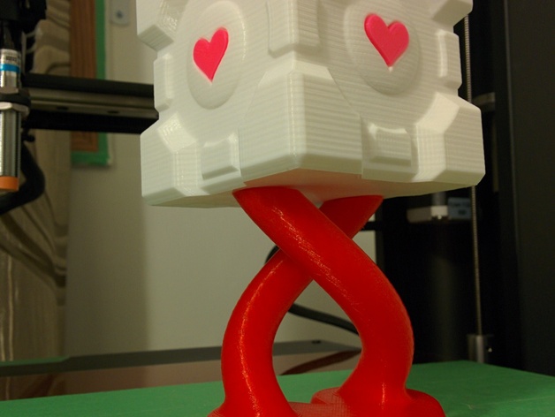 Companion Cube with Hearts and Heart Shaped Helix Stand
