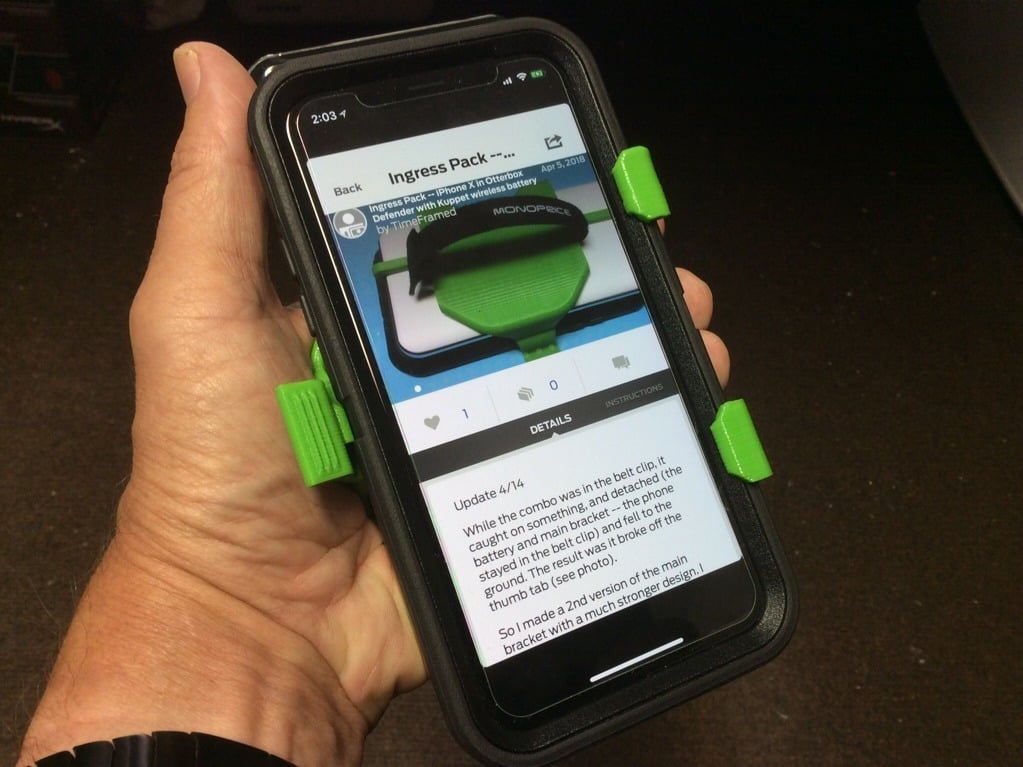 Ingress Pack -- iPhone X in Otterbox Defender with Kuppet wireless battery