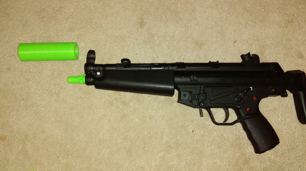 Airsoft MP5 Threaded Flash Hider With Suppressor 