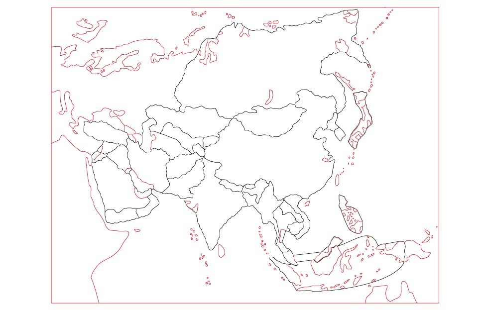 Montessori puzzle map of Asia for laser cutting