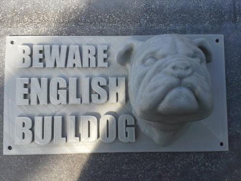 Warning board Beware English Bulldog