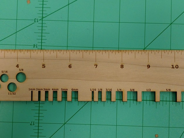 Laser cut ruler, drill bit gauge, thickness gauge (Inches)