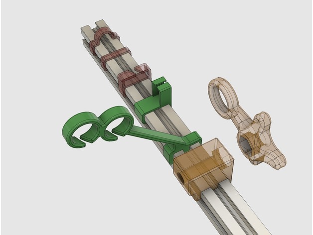 Cable clips, spool holder, filament guide for 2020 Misumi rail (Reprap Mendel Max)