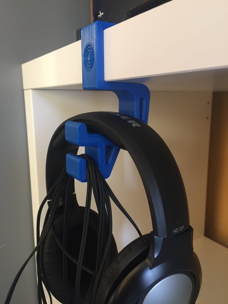 Headphone Holder (for IKEA Kallax, Expedit, Linnmon or PÅHL or other 37, 34.5, 50 or 11 mm desk)