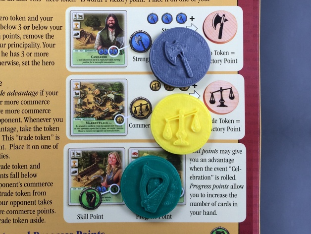 Rivals for Catan game tokens - Strength, Trade and Skill