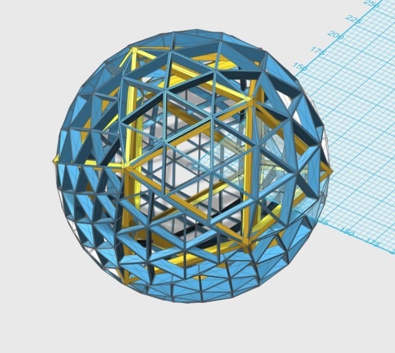 Icosahedron Inscribed Inside Complex Geodesic Sphere