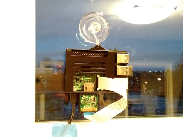 Raspberry Pi B+ Window Mounted Case with Camera Mount - Suction Cup Hanger!