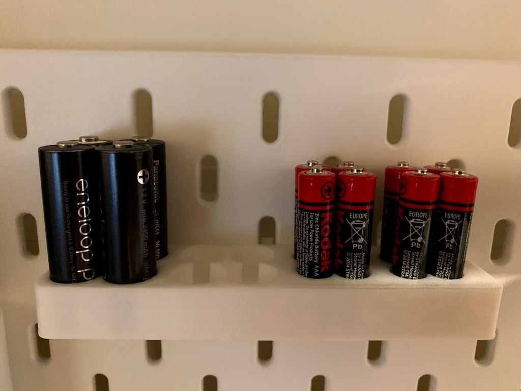 Battery tray for IKEA Skadis (8xAA + 8xAAA)