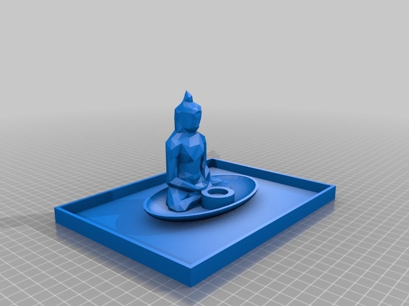 [Remix] Low Poly Buddha Incense Holder + Zen Garden