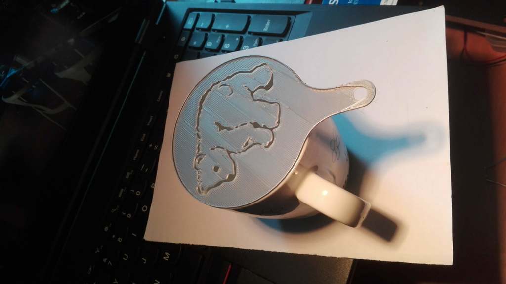 8min print: Bear Cub Coffee Stencil (75mm-1Layer) | Also a First Layer Calibration thing :)