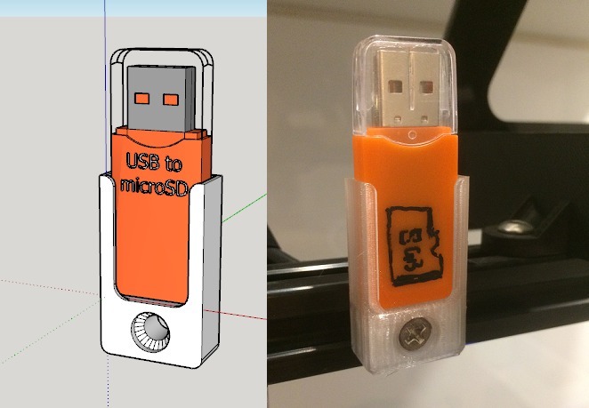 USB to MicroSD Stick Mount for 20x20 Alu Profiles