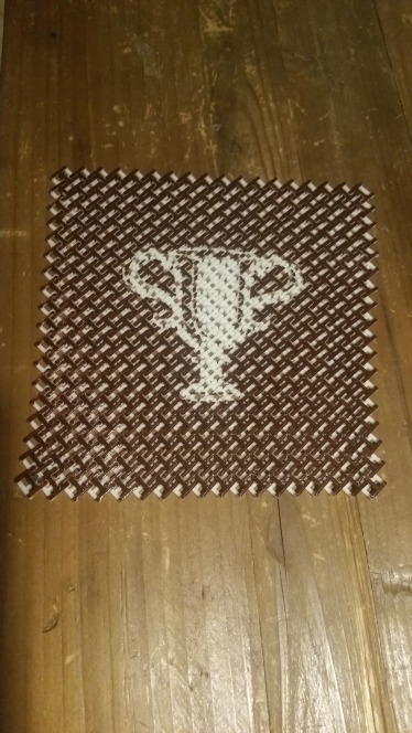 Chainmail fabric with cup engraved