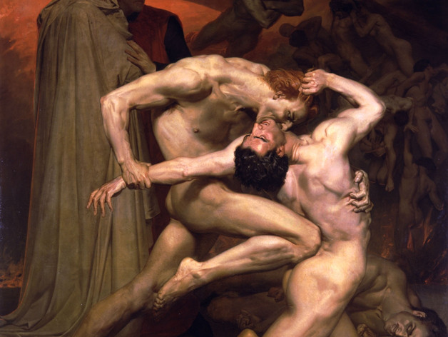 Lithophane - Dante And Virgil In Hell (W.A.Bouguereau 1850)