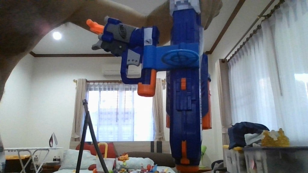 Nerf DISRUPTOR and Nerf JOLT attachment with target