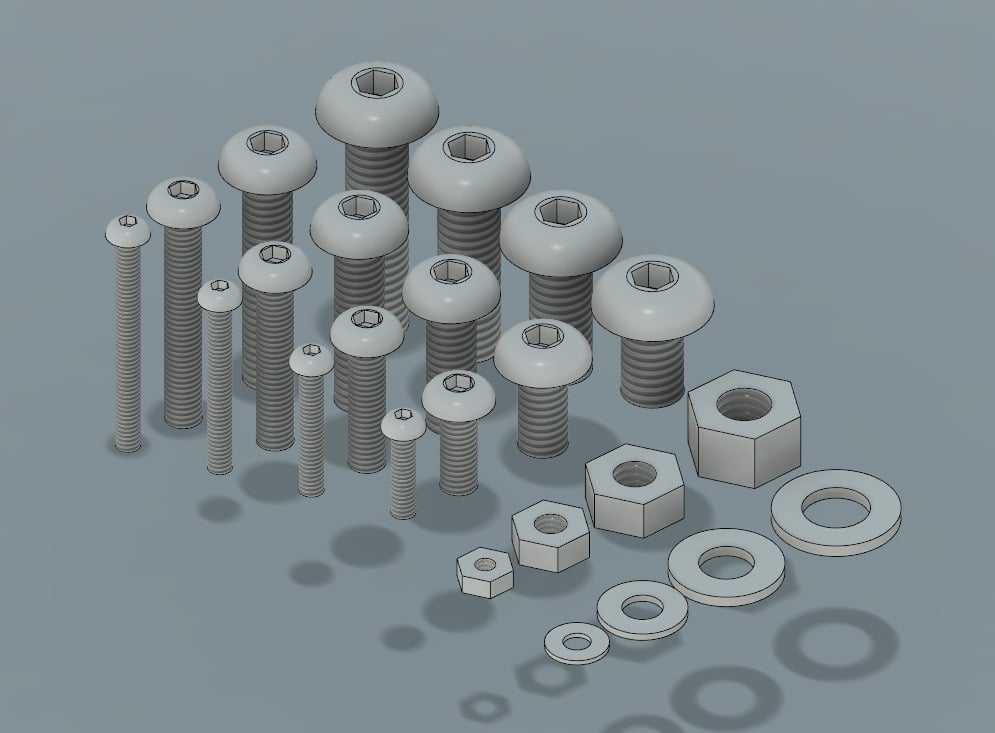 M2, M3, M4 & M5 Button Head Screws, Nuts and Washers 