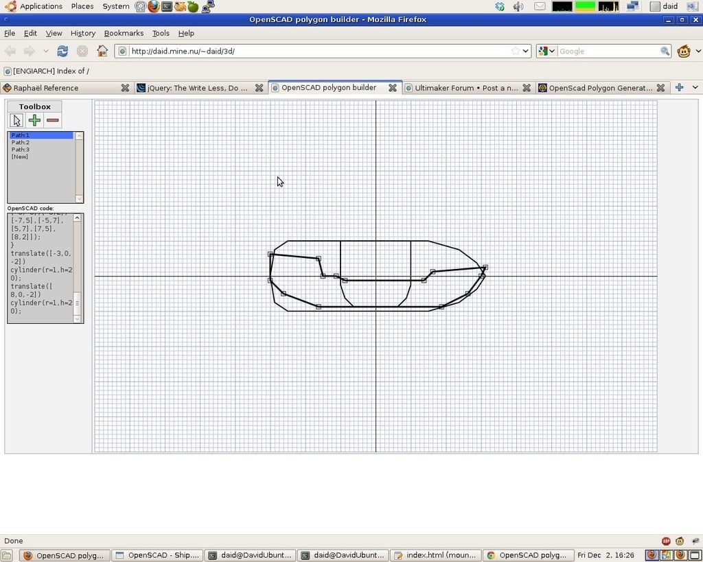 OpenSCAD polygon editor (single HTML file)