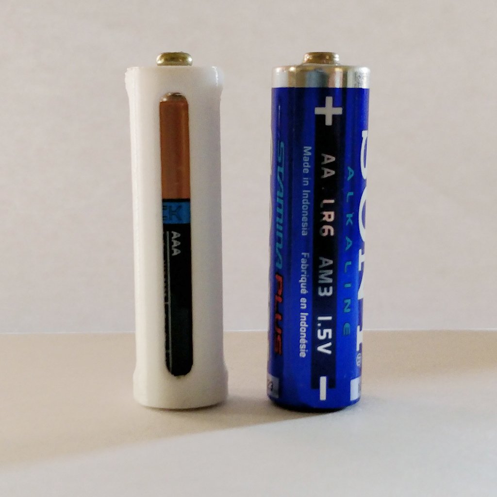 AAA to AA battery adapter with polarity protection
