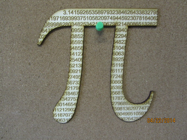Laser cut pi symbol cut from 788 digits of the never ending number.