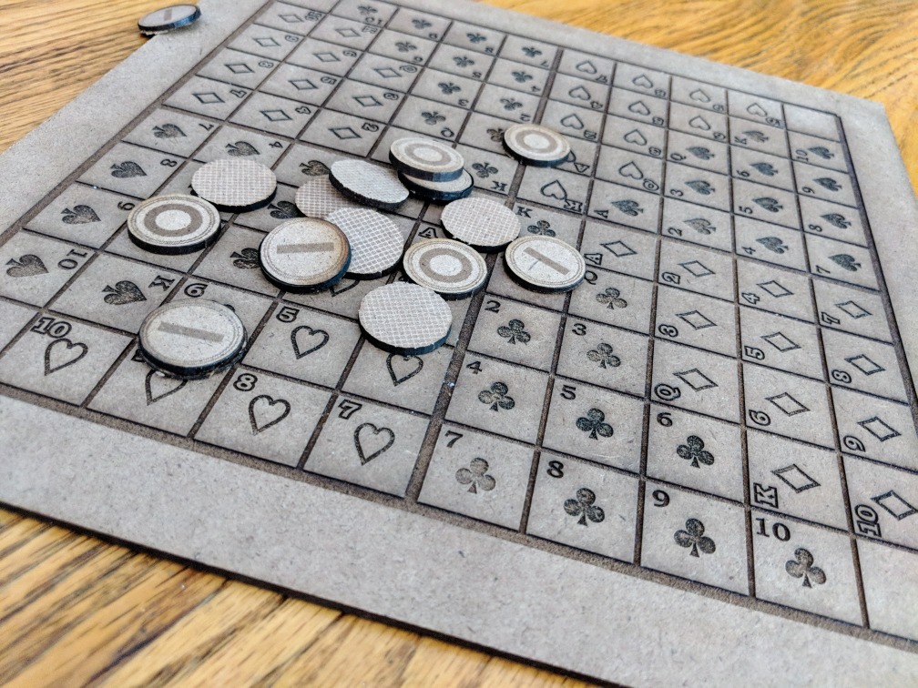 Sequence Card Game Board and Pieces for Laser Cutter