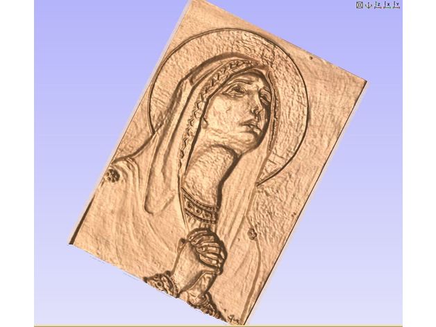 Virgin Mary Icon Relief Carving