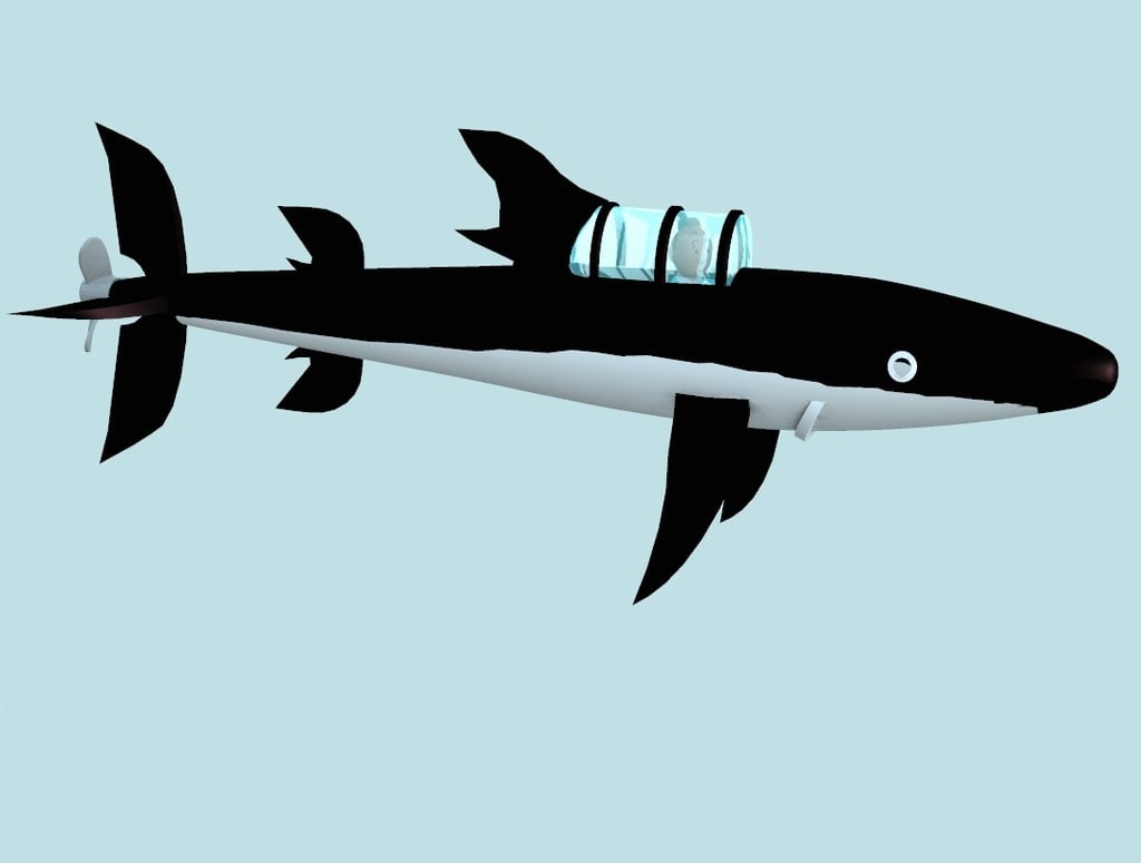 tintin submarine shark - sous marin requin rev A