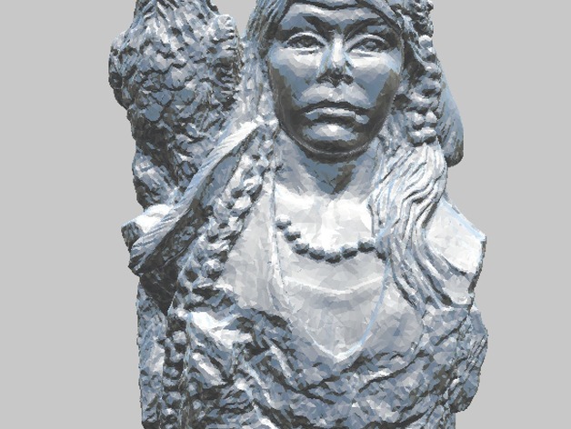 Native American (Indian) Girl with Eagle Statue