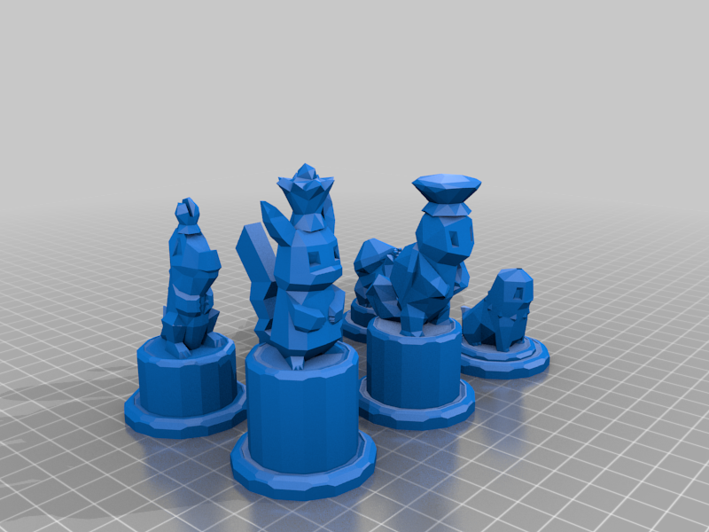 Low Poly Pokemon Chess Set
