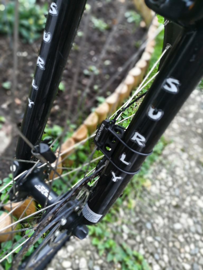 Sigma-Sport bicycle computer sensor standoff for surly fork instigator