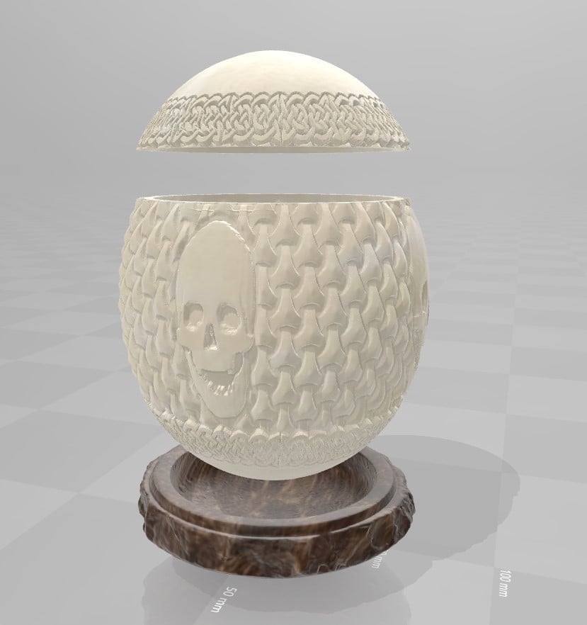 Celtic Carved Ostrich Egg + Stand
