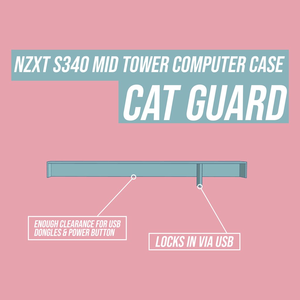 NZXT S340 Mid Tower Cat / Button Guard