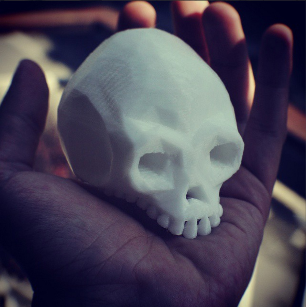 low poly old skull