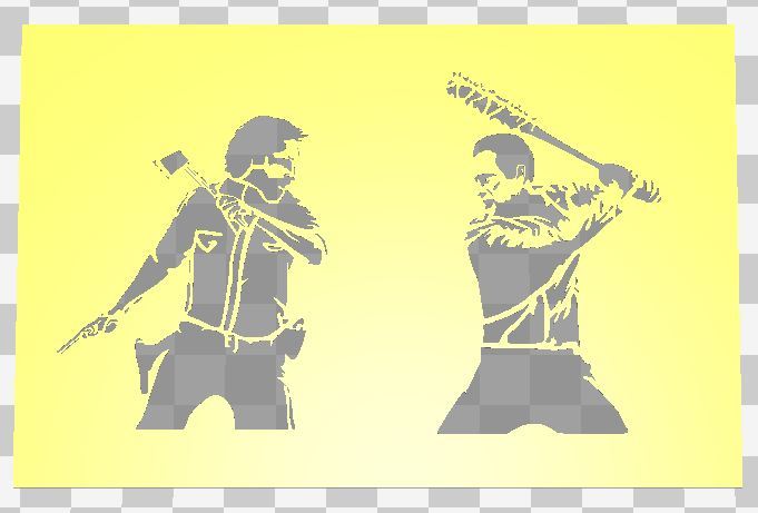 RICK V NEGAN (RE-MODELED) WALKING DEAD SPECIAL STENCIL PLUS SEPERATED RICK AND NEGAN