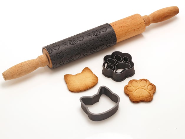 Neko Baking Set Cat Cookie Cutter Rolling Pin