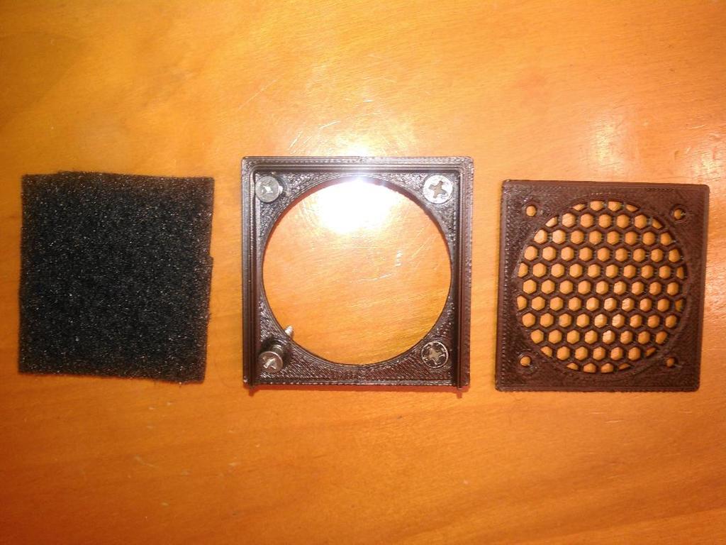 Fan grid with filter insert for 2-inch hole