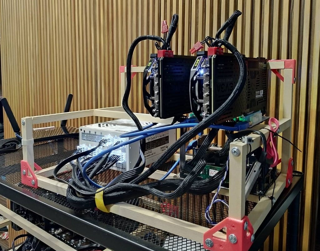 6 GPU Mining Rig with 3D Printed Parts