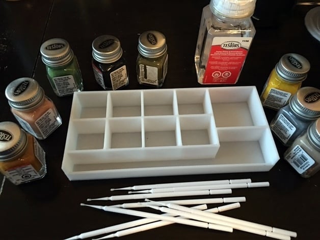 Model Paint Tray for Testors 1/4 fl oz Bottles, Thinner and some Brushes