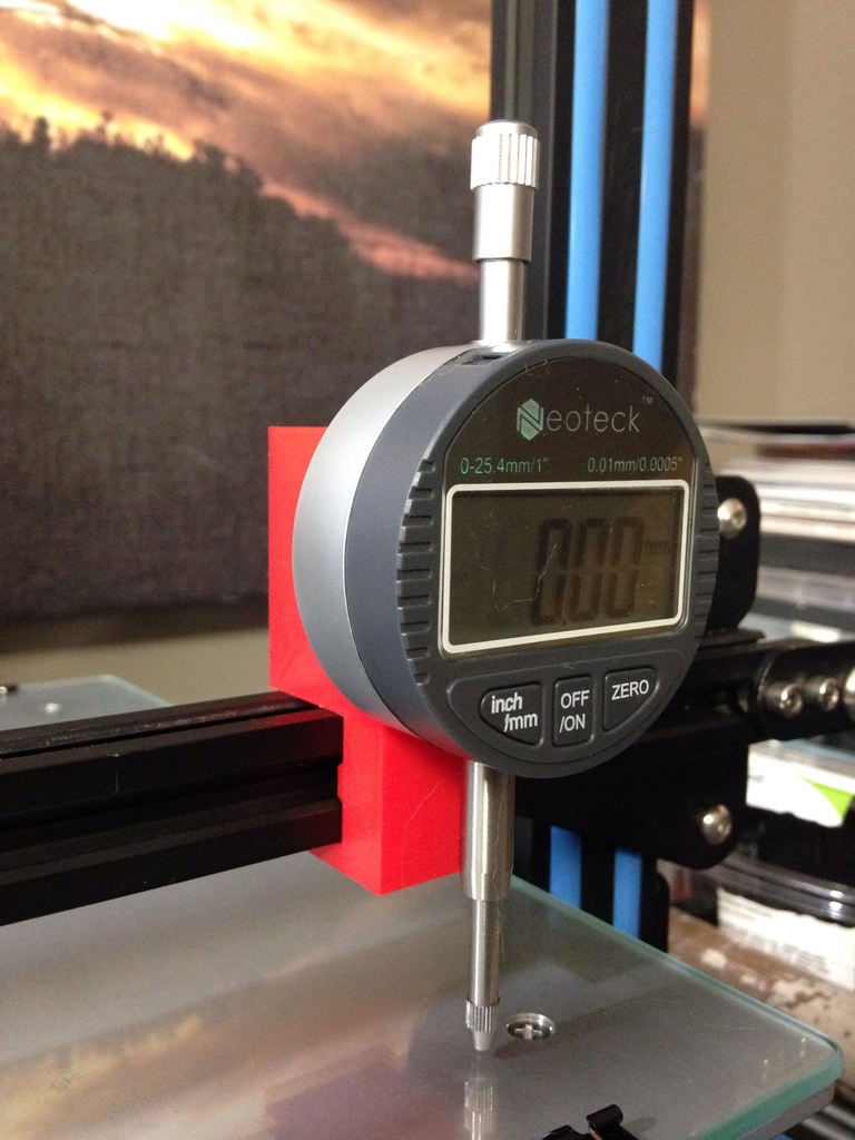 CR-10 Dial Indicator Mount for X-Axis Rail